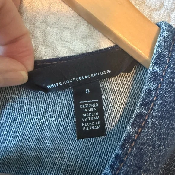 White House Black Market Blue Stretch Denim-Midi Dress- Size 8 - Picture 2 of 8
